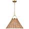 Whitby 30"W Burnished Brass Pendant Light w/ Natural Rattan