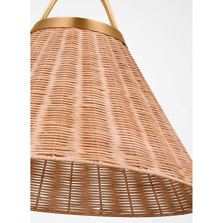 Image 3 Whitby 30"W Burnished Brass Pendant Light w/ Natural Rattan more views
