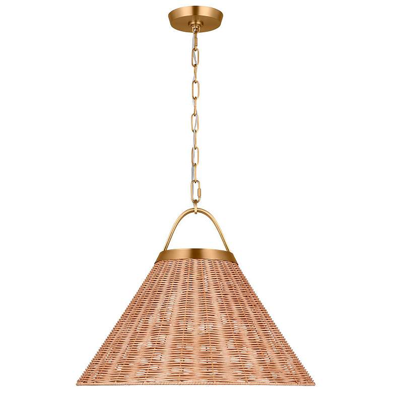 Image 4 Whitby 30"W Burnished Brass Pendant Light w/ Natural Rattan more views