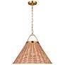4_Whitby 30"W Burnished Brass Pendant Light w/ Natural Rattan more views