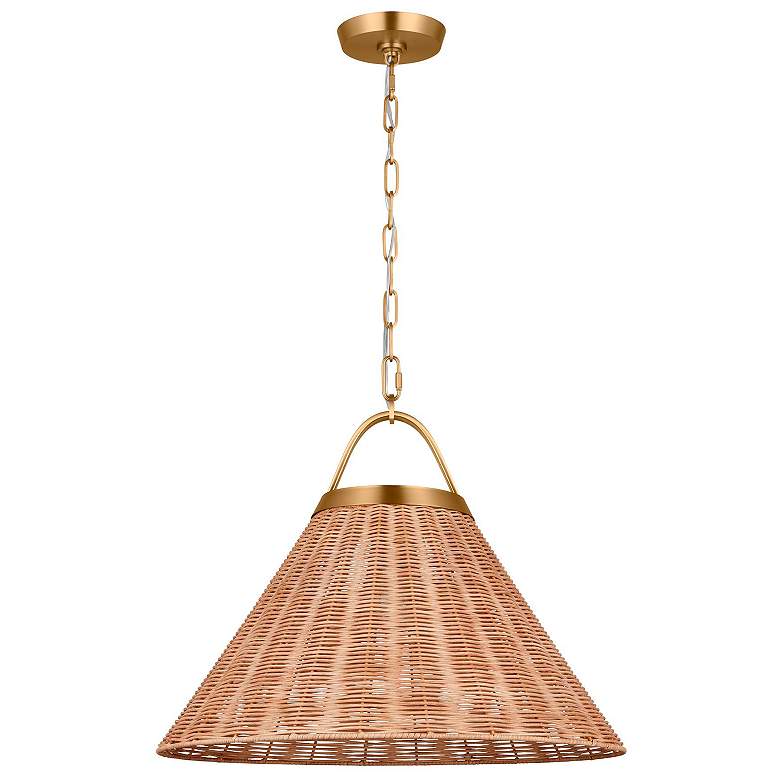 Image 5 Whitby 30"W Burnished Brass Pendant Light w/ Natural Rattan more views