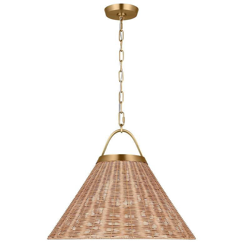 Image 6 Whitby 30"W Burnished Brass Pendant Light w/ Natural Rattan more views