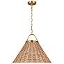 6_Whitby 30"W Burnished Brass Pendant Light w/ Natural Rattan more views