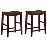Whitcombe 24" Antique Red Wood Counter Stools Set of 2