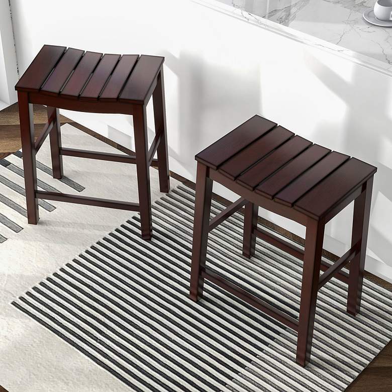 Image 7 Whitcombe 24" Antique Red Wood Counter Stools Set of 2 more views