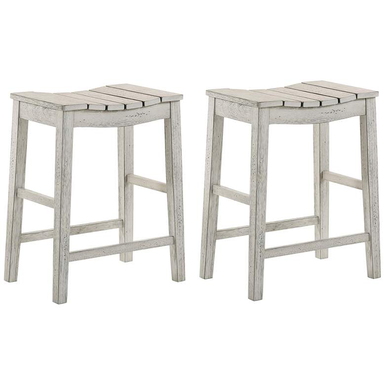 Image 2 Whitcombe 24" Antique White Wood Counter Stools Set of 2