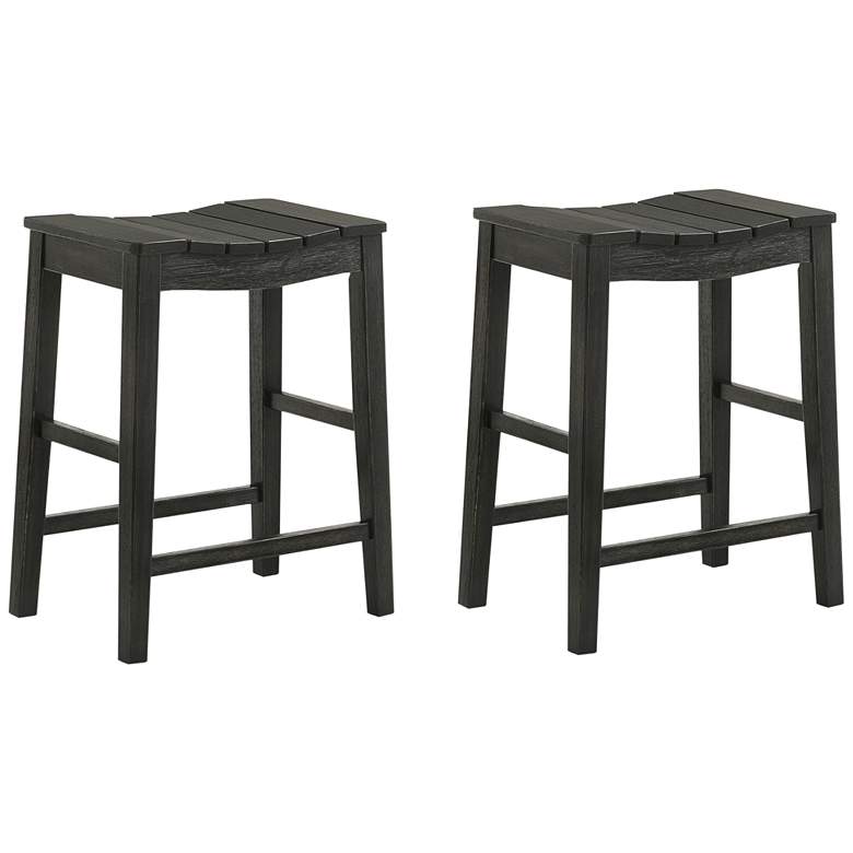 Image 2 Whitcombe 24 inch Black Wood Counter Stools Set of 2