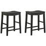 2_Whitcombe 24" Black Wood Counter Stools Set of 2