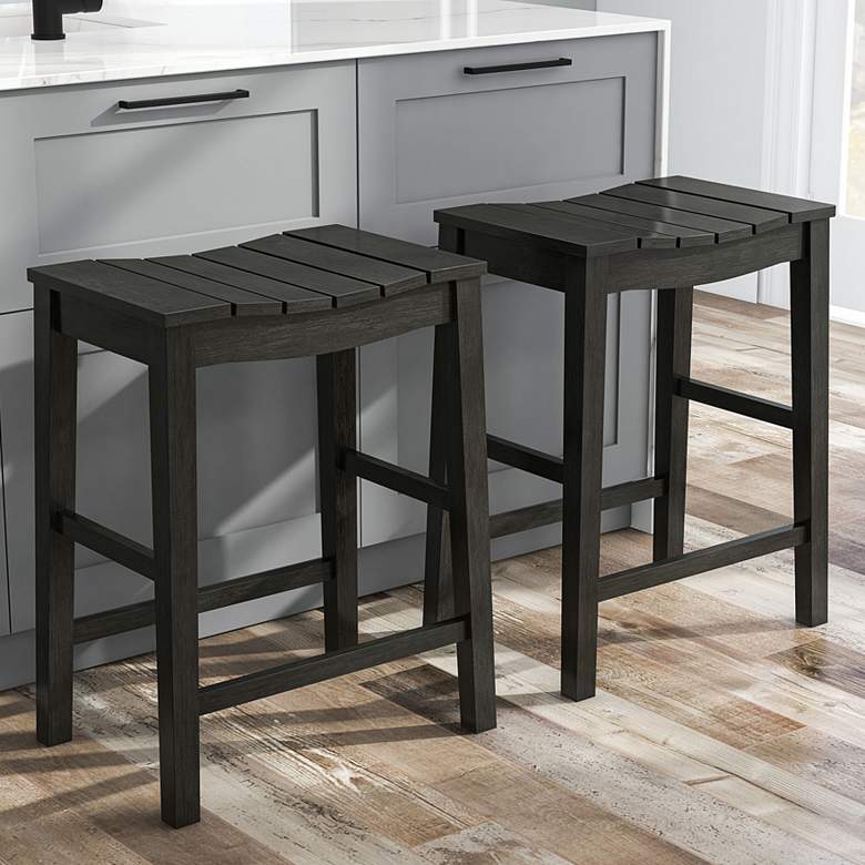 Image 1 Whitcombe 24 inch Black Wood Counter Stools Set of 2