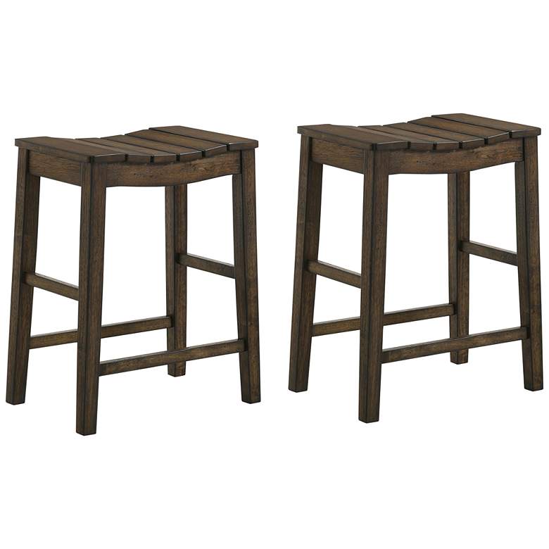 Image 2 Whitcombe 24" Dark Oak Wood Counter Stools Set of 2