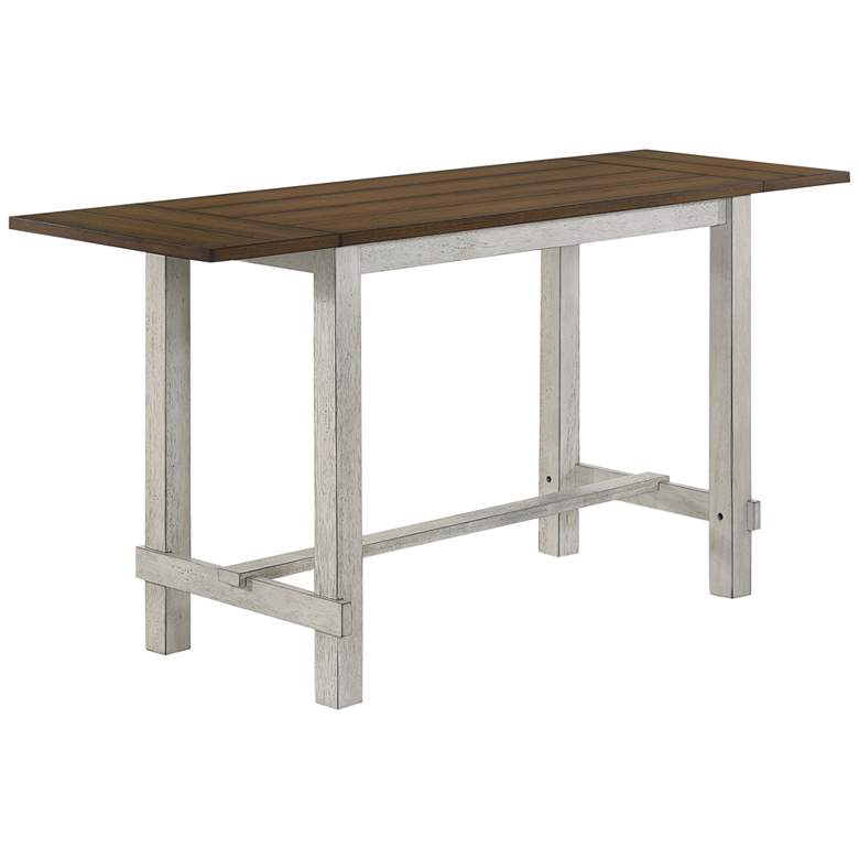 Image 2 Whitcombe 71 inchW Oak Antique White Wood Counter Height Table