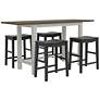 Whitcombe White Black Wood 5-Piece Counter Height Dining Set