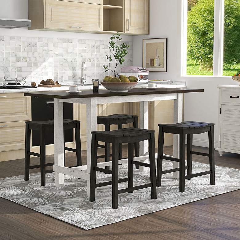 Image 1 Whitcombe White Black Wood 5-Piece Counter Height Dining Set