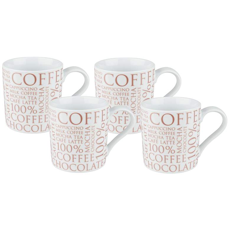 Image 1 White 100 Percent Coffee Porcelain Mugs Set of 4