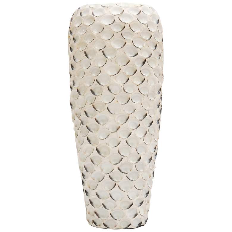 Image 1 White 20 1/2 inch High Abalone Shell and Ceramic Vase