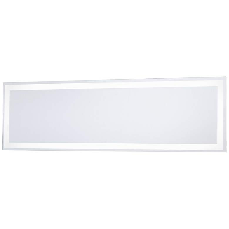 Image 1 White 24 inch x 6 3/4 inch Rectangular LED Backlit Wall Mirror