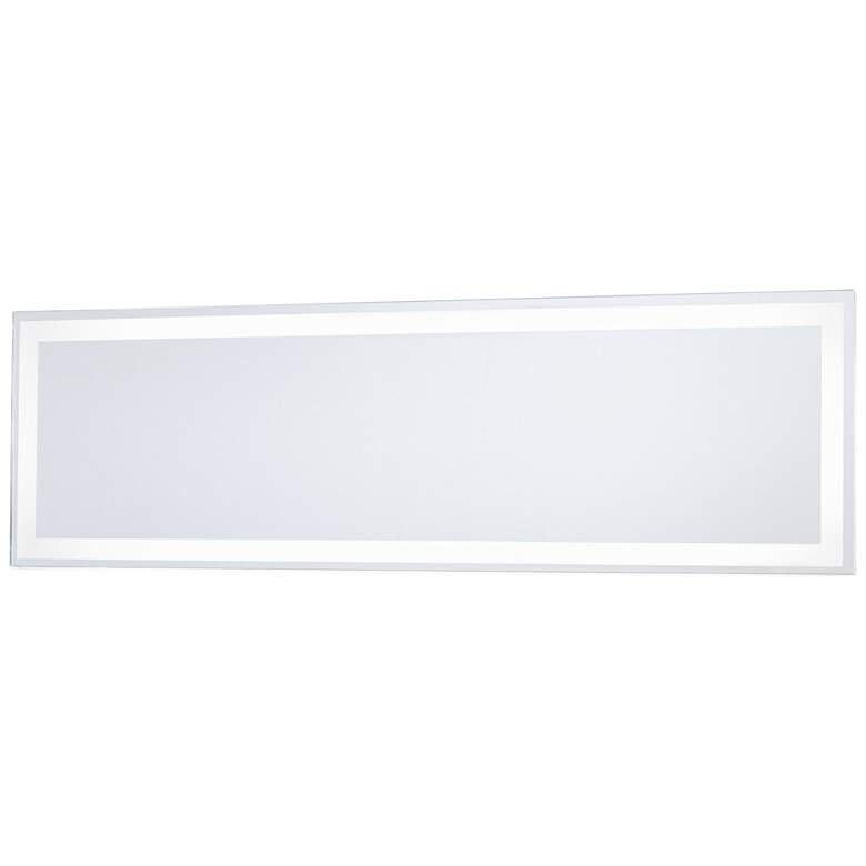 Image 1 White 24 inch x 6 3/4 inch Rectangular LED Backlit Wall Mirror