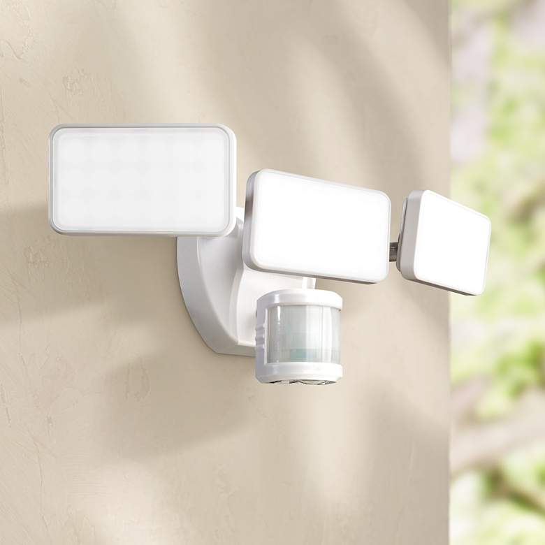 Image 1 White 2500 Lumen Motion-Activated 3-Lamp LED Security Light
