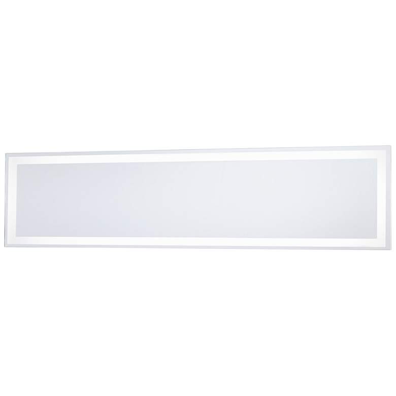 Image 1 White 30 inch x 6 3/4 inch Rectangular LED Backlit Wall Mirror