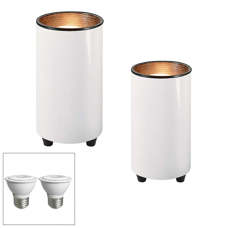 Image 1 White 6 1/2 inch High LED Mini Can Accent Spot Light Set of 2