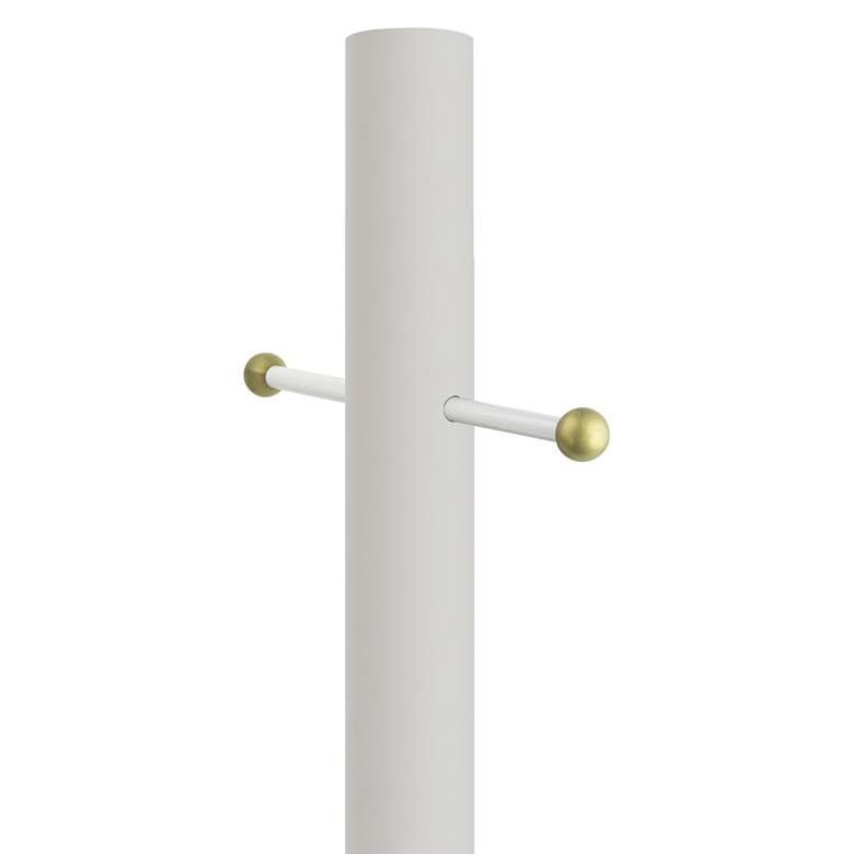 Image 1 White 84 inch High Cross Arm Outdoor Direct Burial Lamp Post