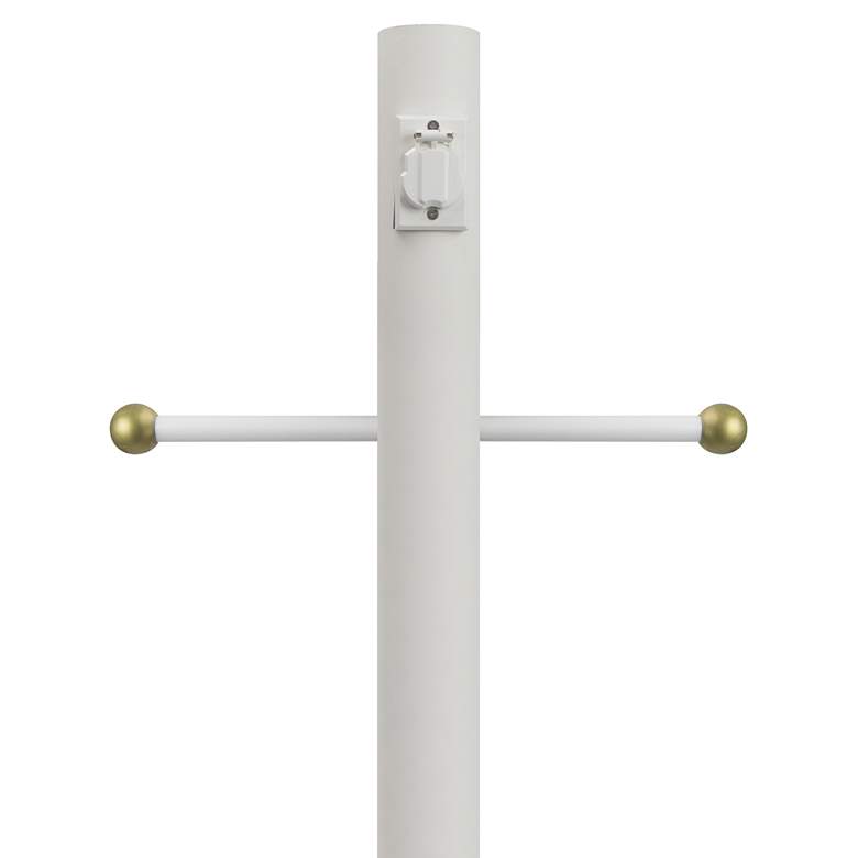 Image 1 White 84 inch High Cross Arm Outlet Direct Burial Lamp Post 