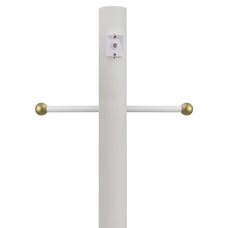 Image 1 White 84"H Cross Arm Dusk-to-Dawn Direct Burial Lamp Post