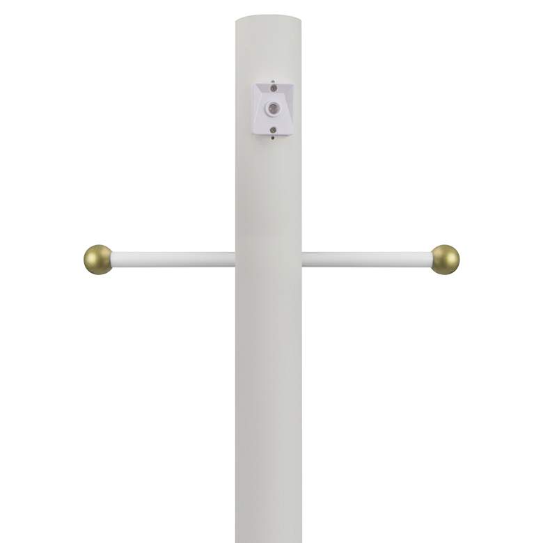 Image 1 White 84"H Cross Arm Dusk-to-Dawn Direct Burial Lamp Post