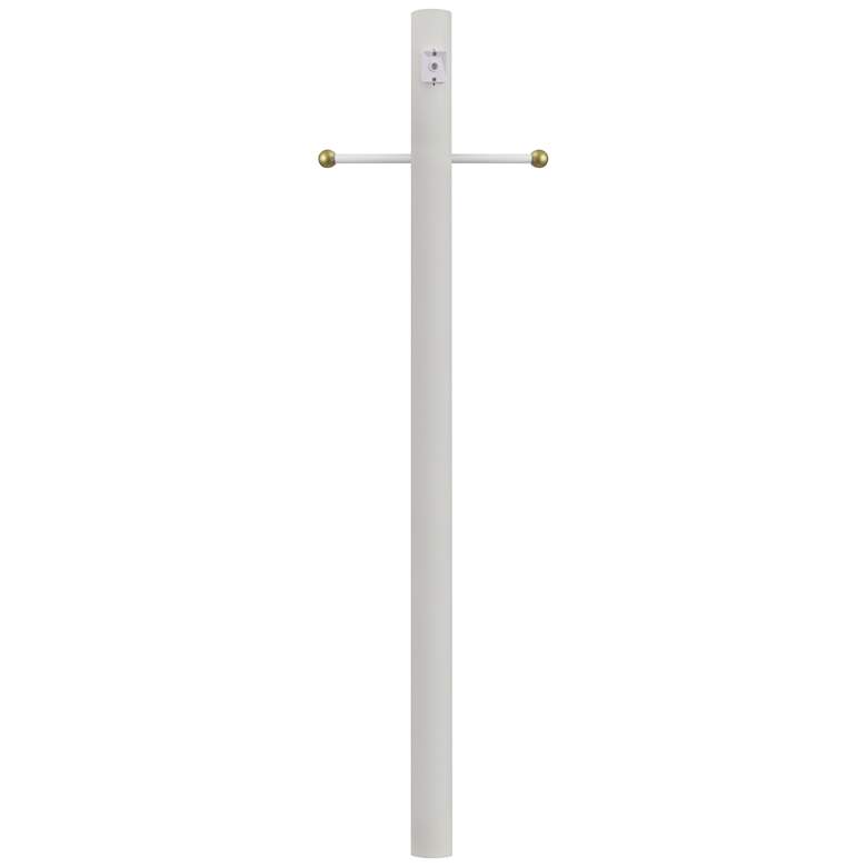 Image 2 White 84"H Cross Arm Dusk-to-Dawn Direct Burial Lamp Post more views