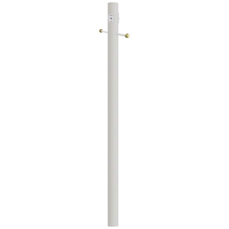 Image 2 White 84"H Cross Arm Outlet Dusk-to-Dawn Inground Lamp Post more views