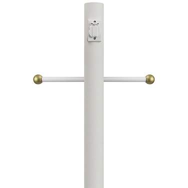 White 96" High Cross Arm Outlet Direct Burial Lamp Post