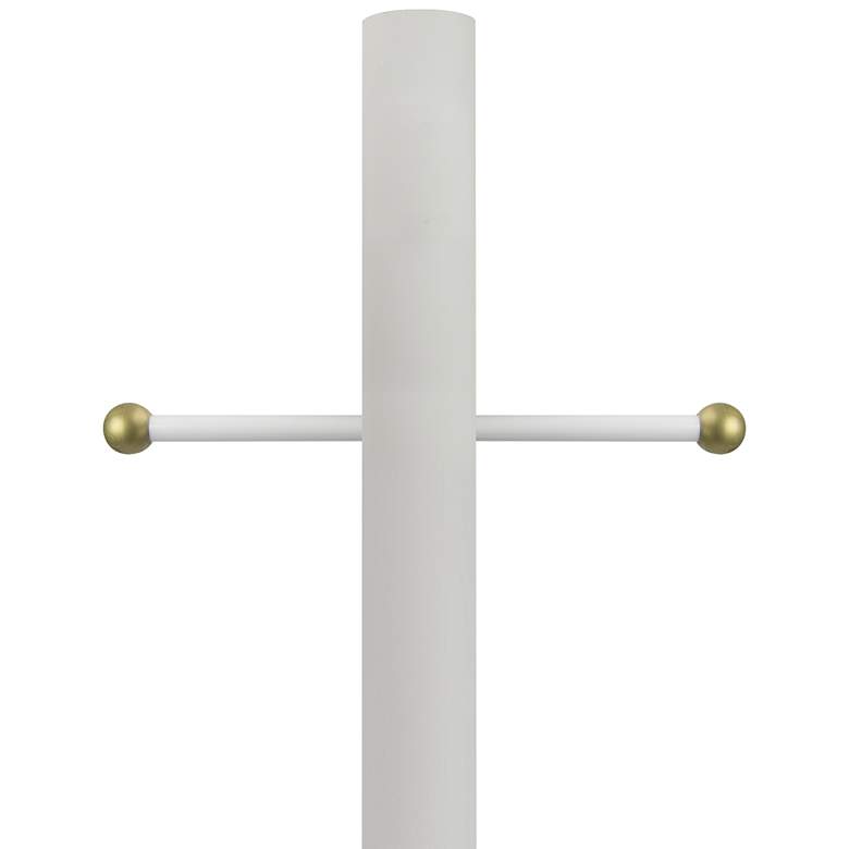 Image 1 White 96 inch High Cross Arm Outdoor Direct Burial Lamp Post