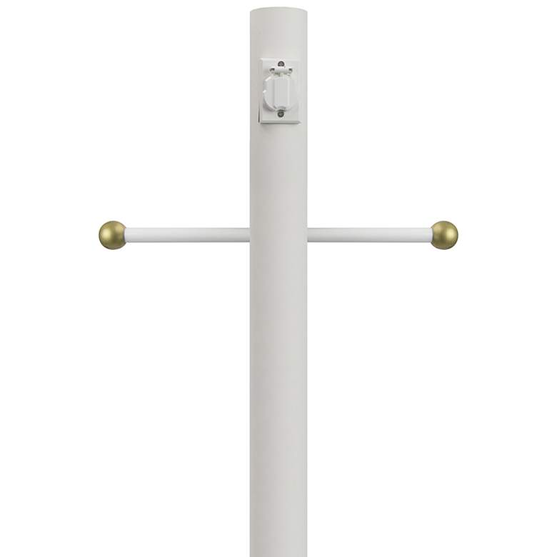 Image 1 White 96" High Cross Arm Outlet Direct Burial Lamp Post