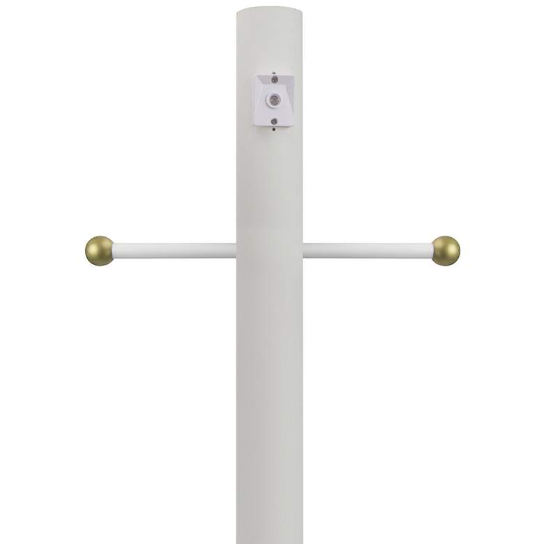 Image 1 White 96 inchH Cross Arm Dusk-to-Dawn Direct Burial Lamp Post