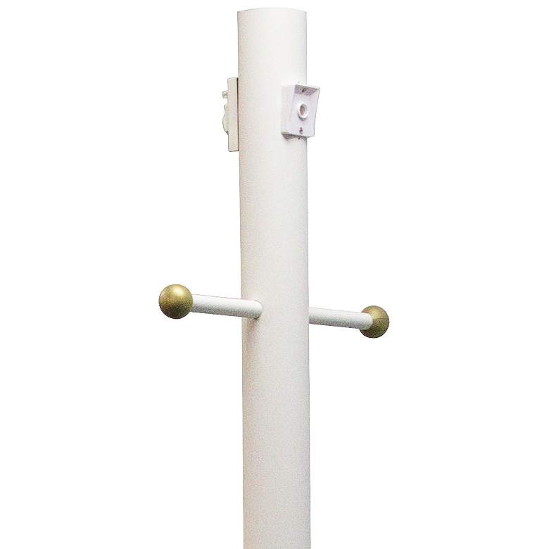 Image 1 White 96 inchH Cross Arm Outlet Dusk-to-Dawn Inground Lamp Post
