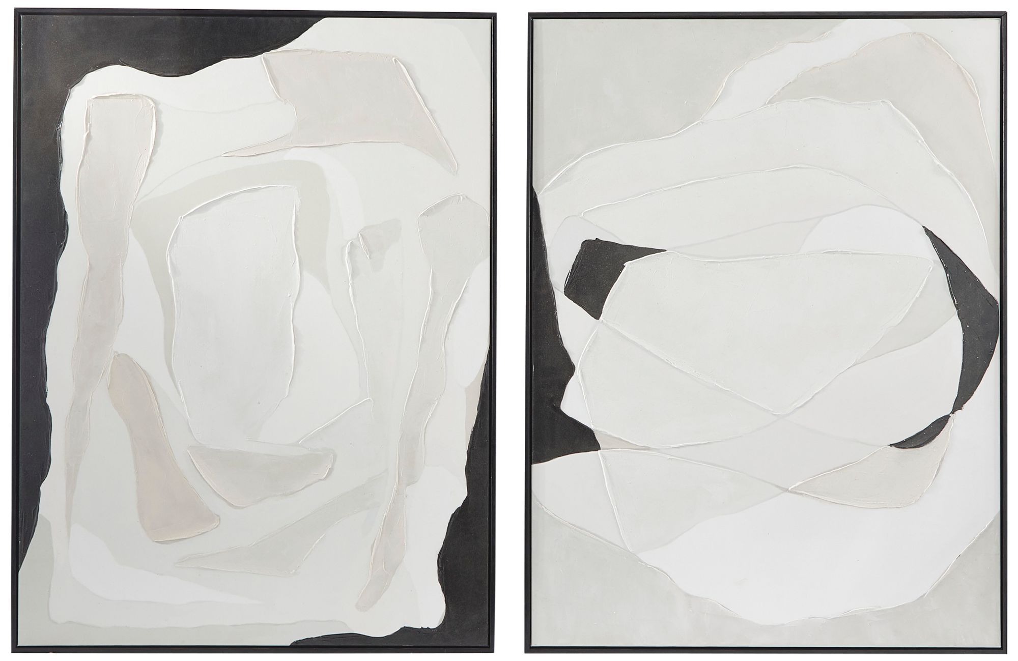 Image 3 White Abstract 40" High 2-Piece Framed Canvas Wall Art Set