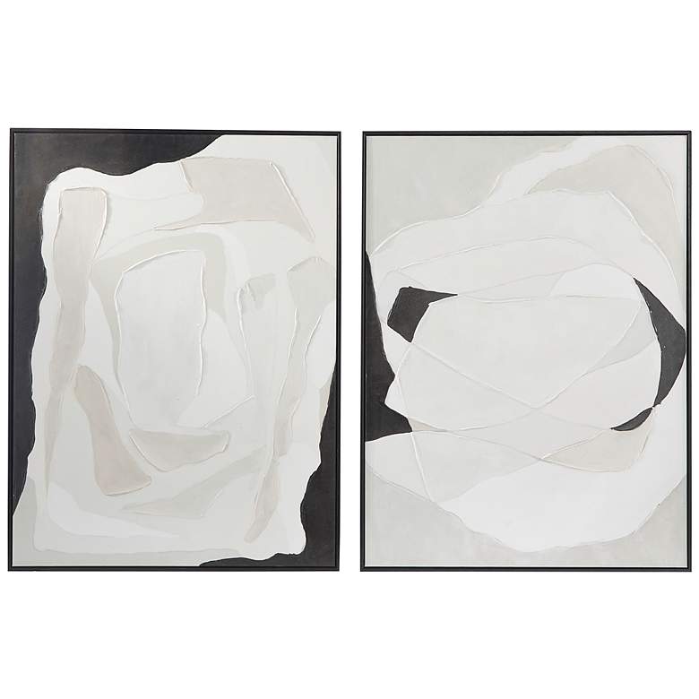 Image 3 White Abstract 40" High 2-Piece Framed Canvas Wall Art Set