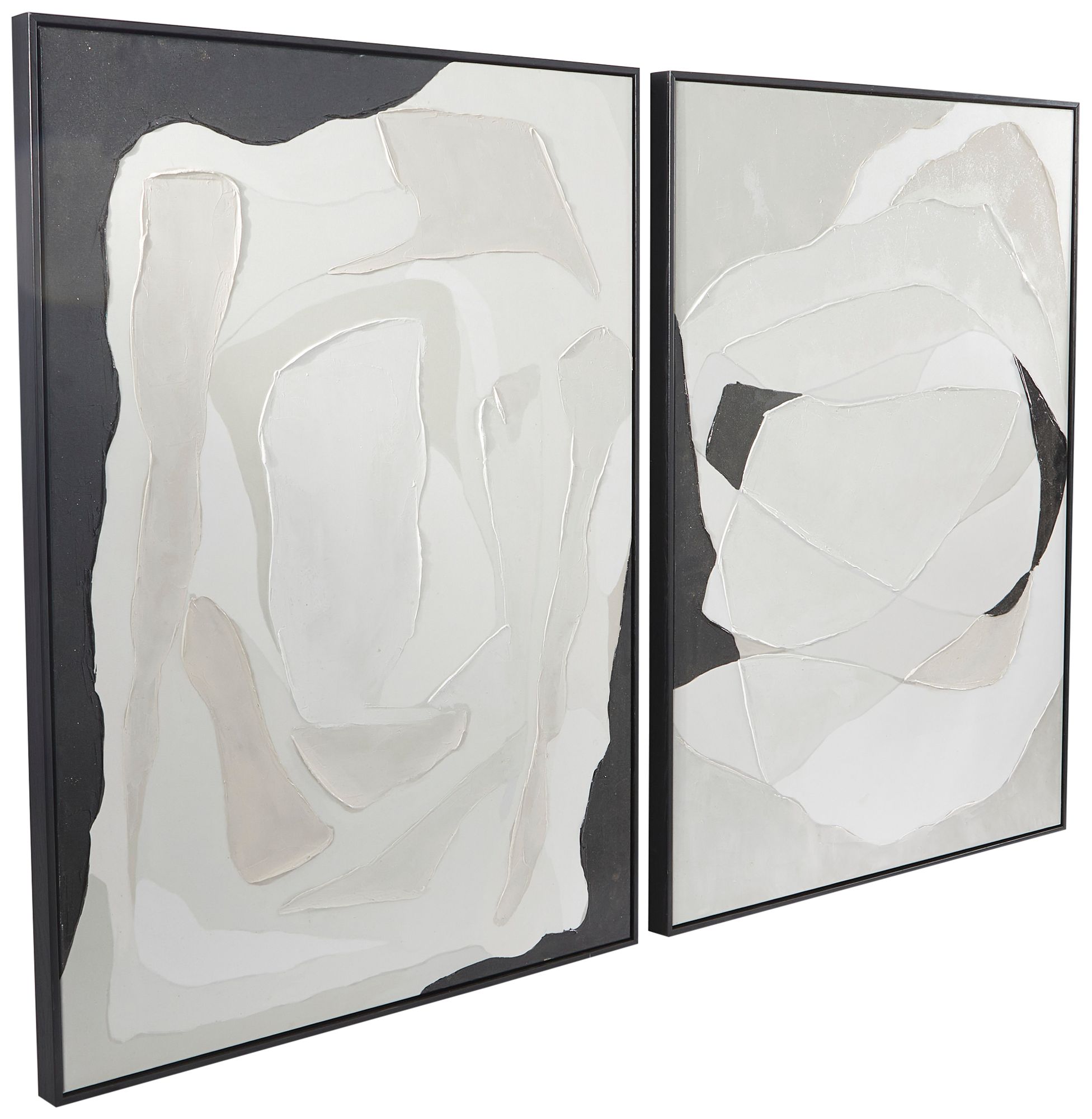 Image 6 White Abstract 40" High 2-Piece Framed Canvas Wall Art Set more views