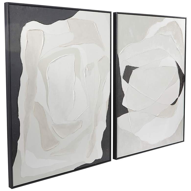 Image 6 White Abstract 40" High 2-Piece Framed Canvas Wall Art Set more views