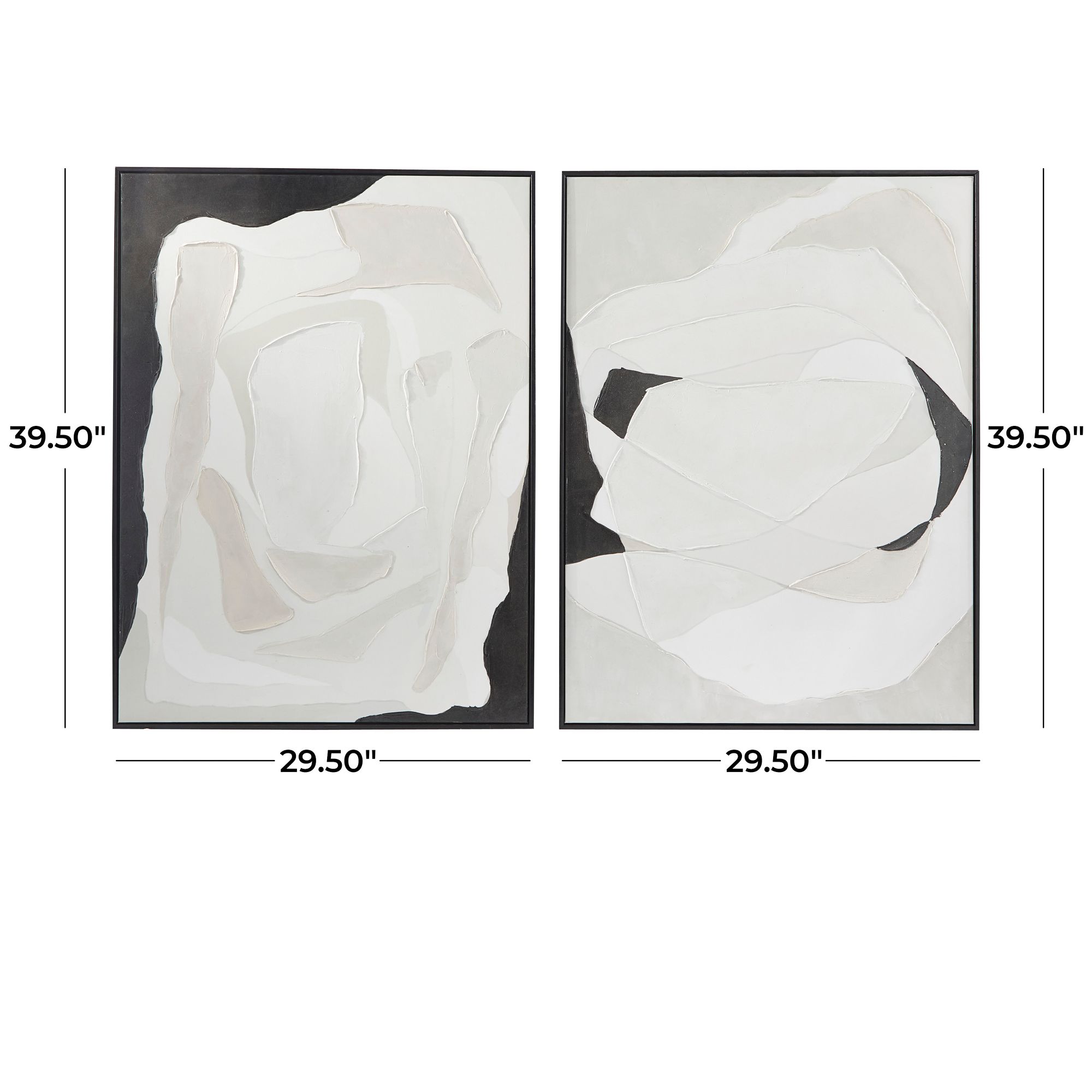 White Abstract 40" High 2-Piece Framed Canvas Wall Art Set in scene