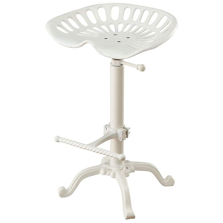 Image 1 White Adjustable Tractor Seat Barstool