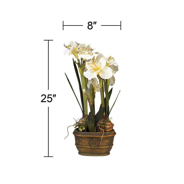 White Amaryllis 25 inch High Faux Flower Arrangement more views