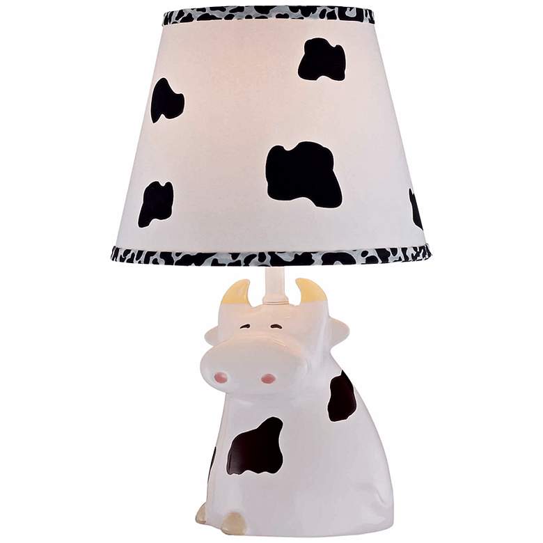 Image 1 White and Black Cow Ceramic Table Lamp
