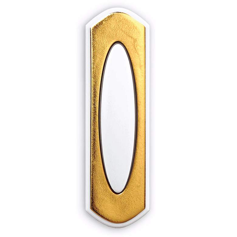 Image 1 White and Brass Surface Mount Wireless Doorbell Button