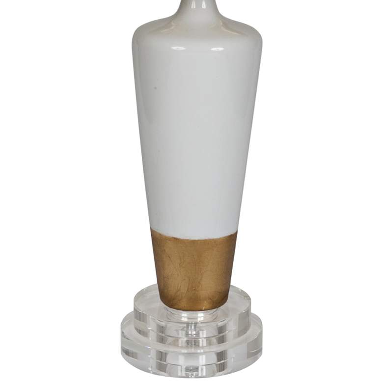 Image 3 White and Gold Leaf Ceramic Vase Table Lamp more views
