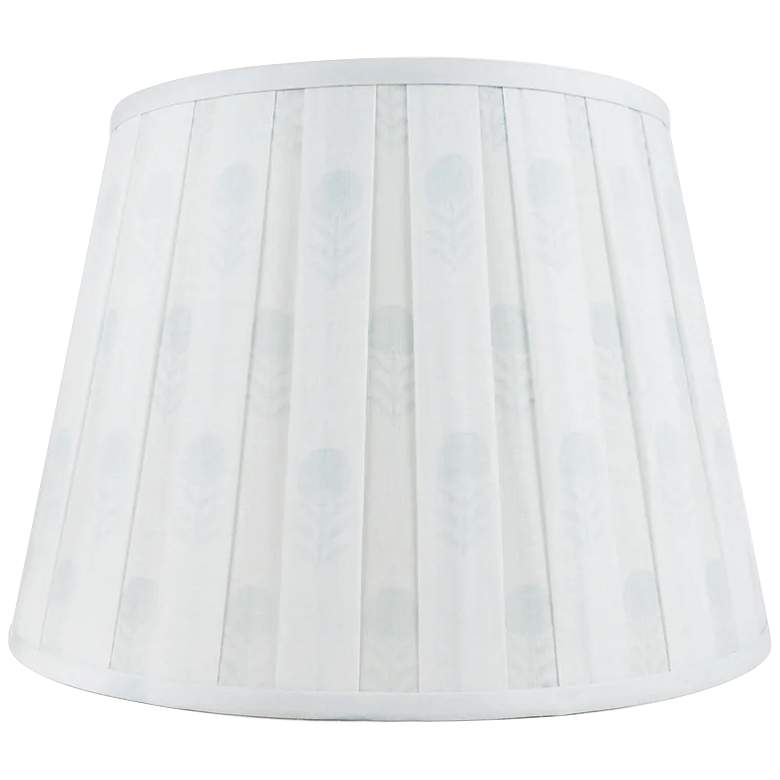 Image 1 White and Pastel Blue Flora Print Empire Lamp Shade 13x18x12 (Spider)