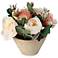 White and Pink Roses in an Ivory and Natural Ceramic Pot