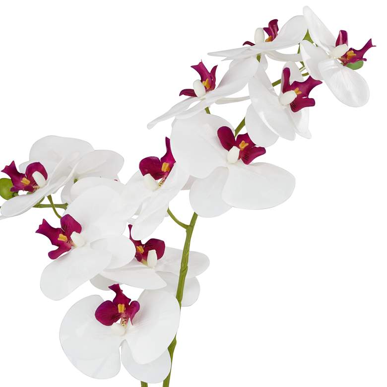 Image 2 White and Purple Orchid 23 1/2 inch High Faux Flowers in Ceramic Pot more views