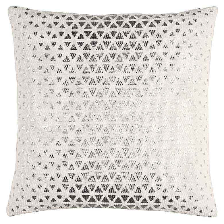 Image 1 White and Silver Foil Diamond 20 inch Square Decorative Pillow