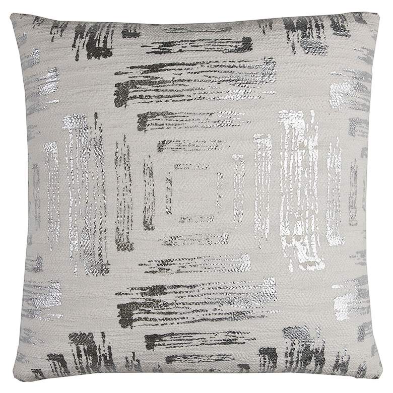 Image 1 White and Silver Foil Print 20" Square Decorative Pillow